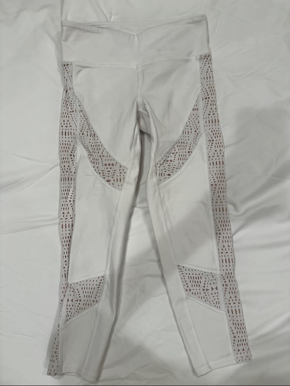 Alo White Laser-Cut Panel Leggings